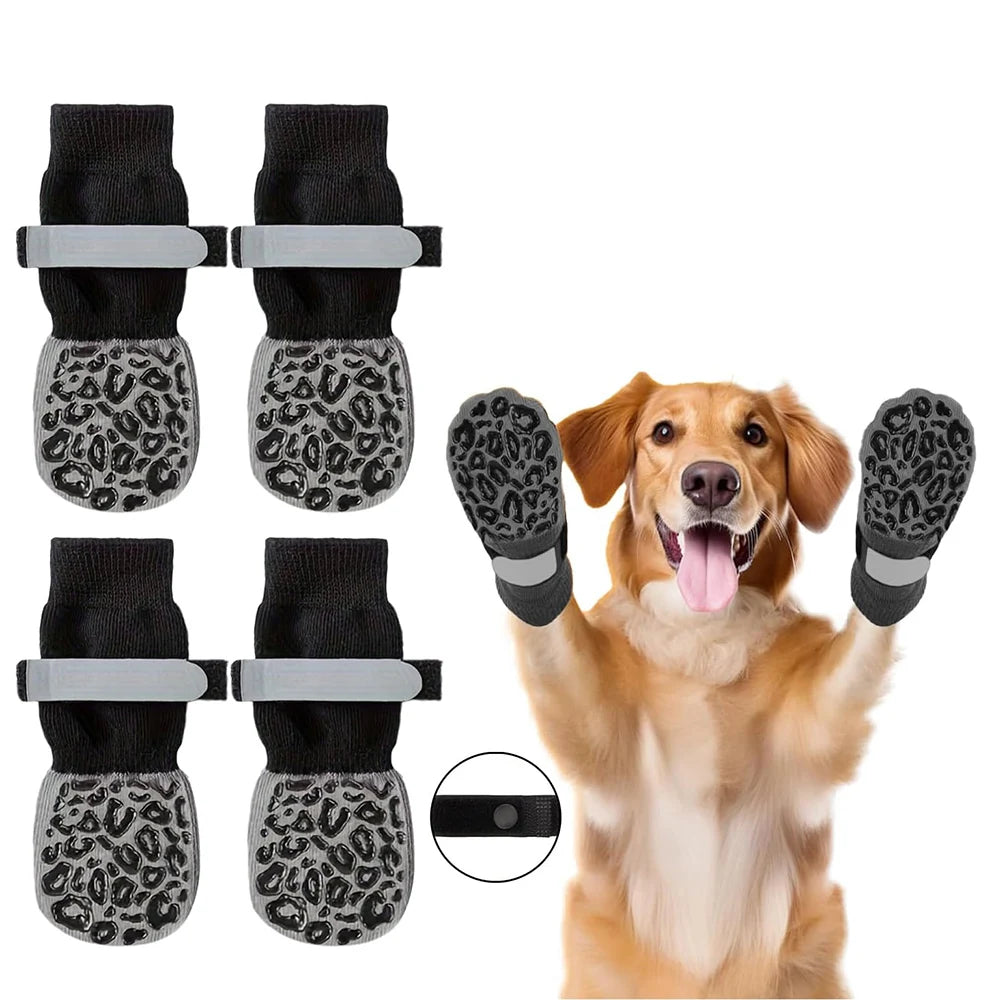 Chaussette pour chien motif léopard démo noir
