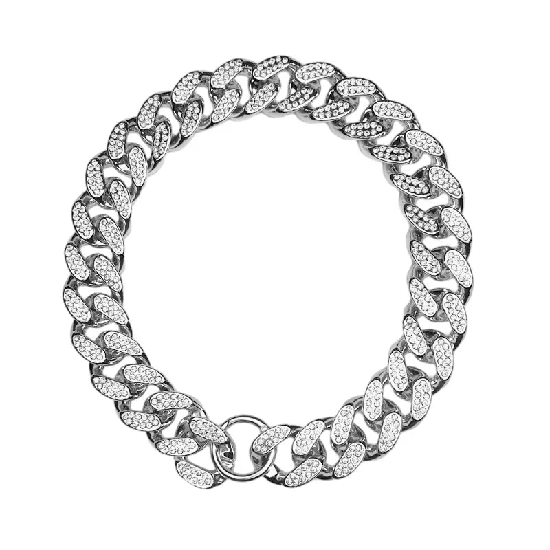 collier chien chaine plastique abs résistant modèle argent