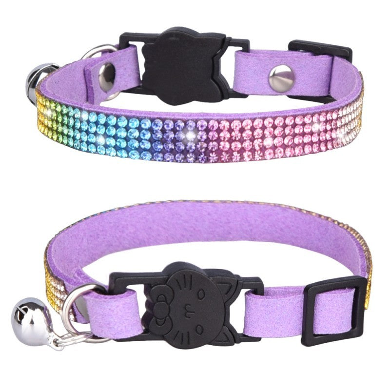 Collier chien | Chic diamant arc-en-ciel