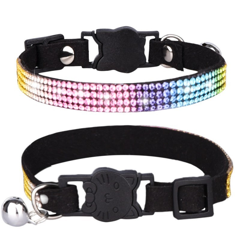 Collier chien | Chic diamant arc-en-ciel