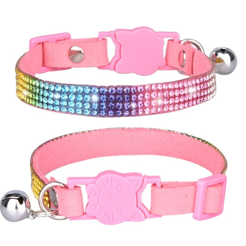 Collier chien | Chic diamant arc-en-ciel