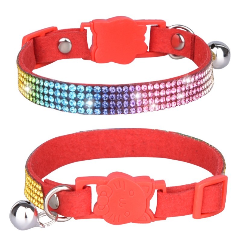 Collier chien | Chic diamant arc-en-ciel