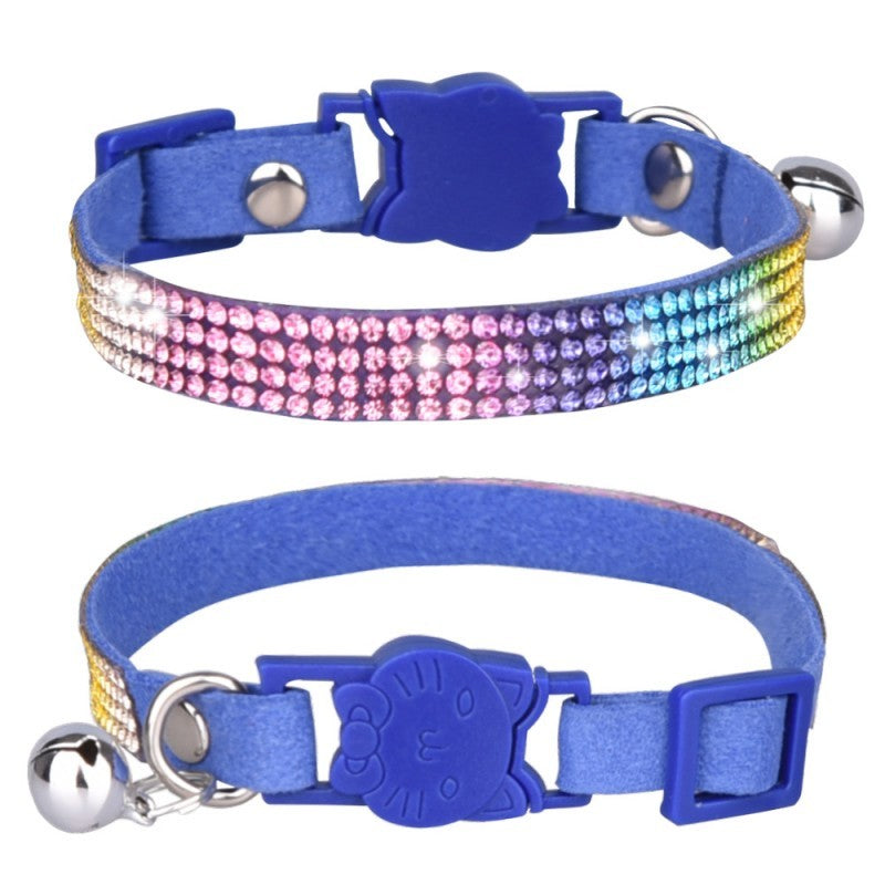 Collier chien chic diamant arc-en-ciel violet