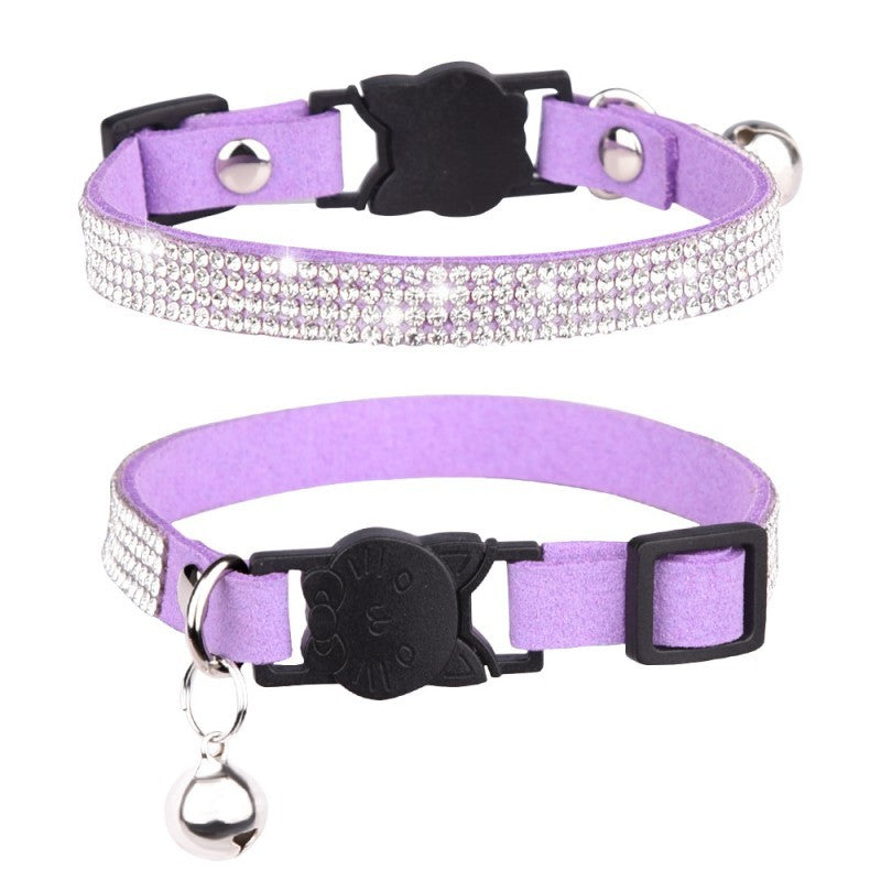 Collier chien chic diamant demo mauve