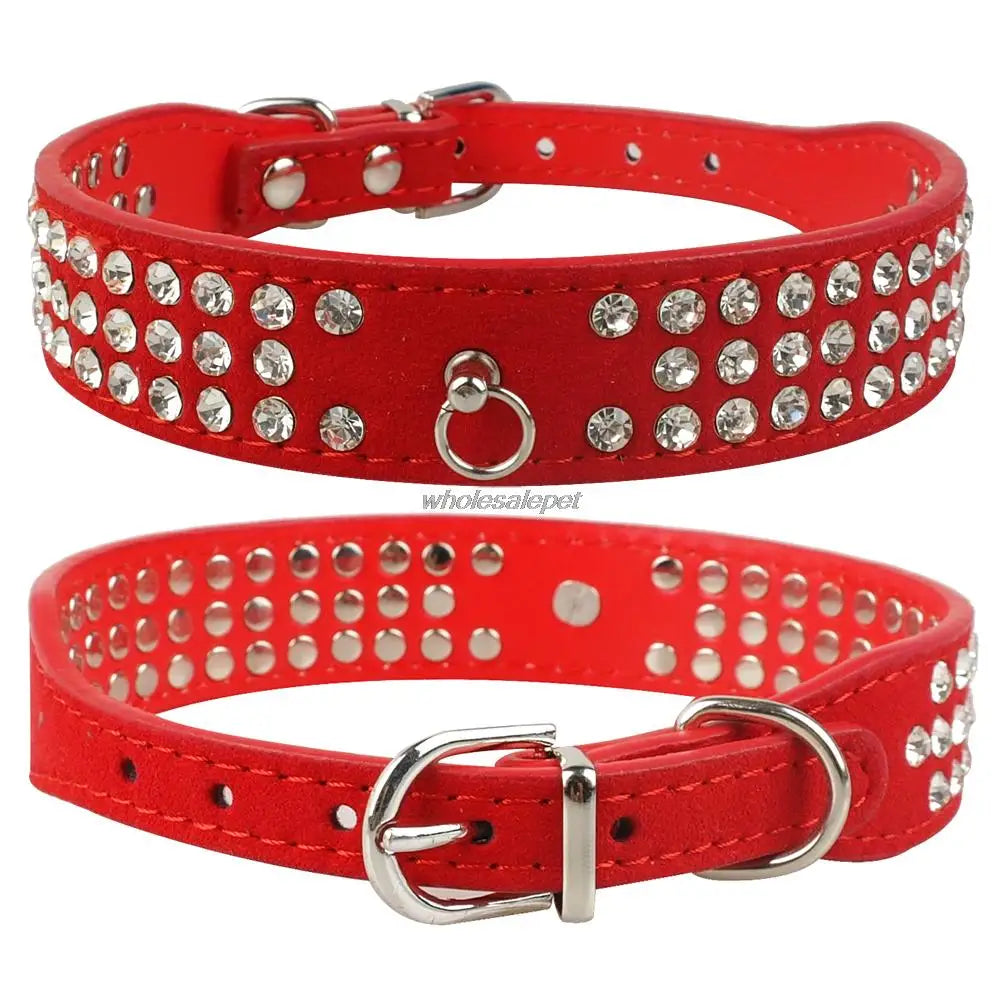 Collier chien | Diamant et suède