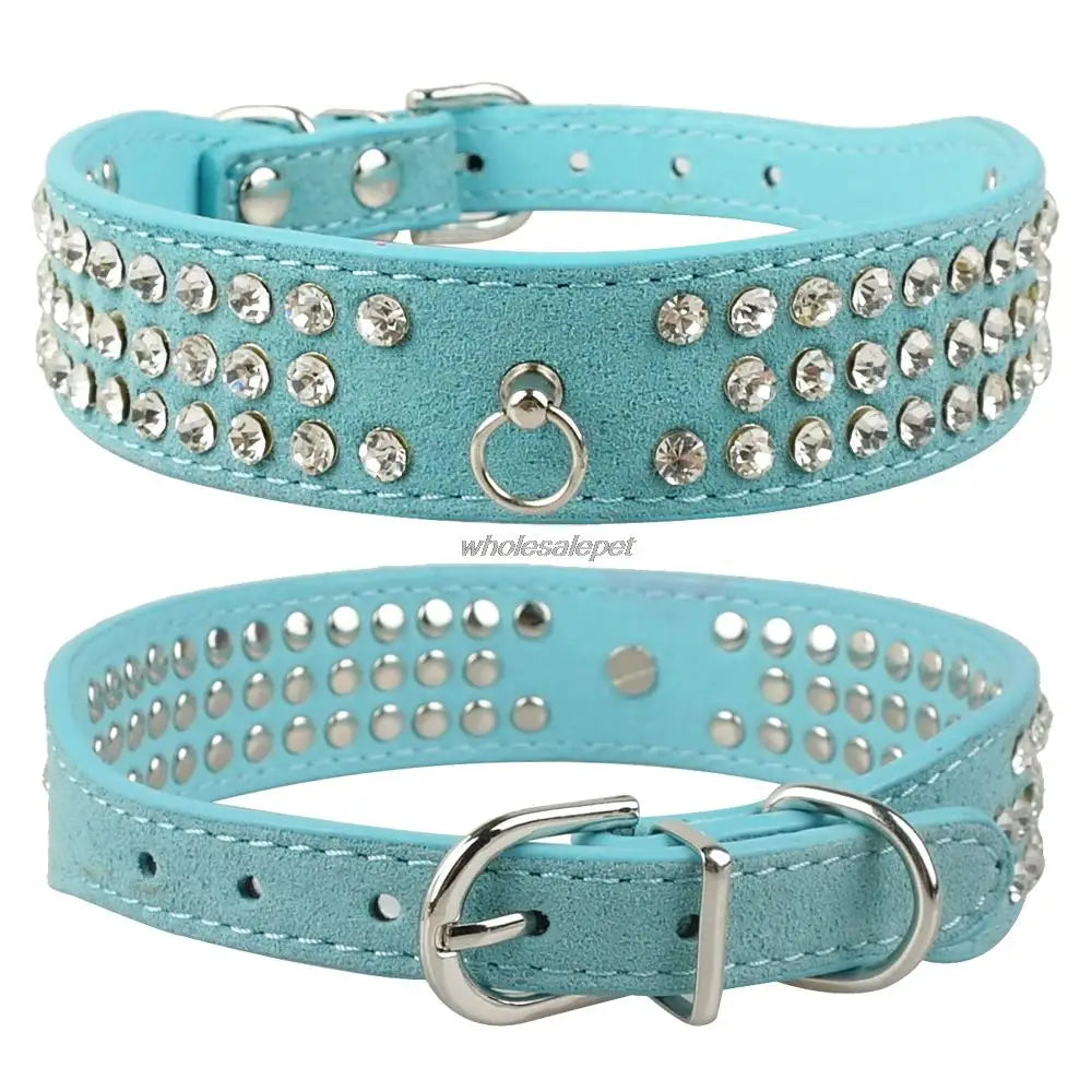 Collier chien | Diamant et suède