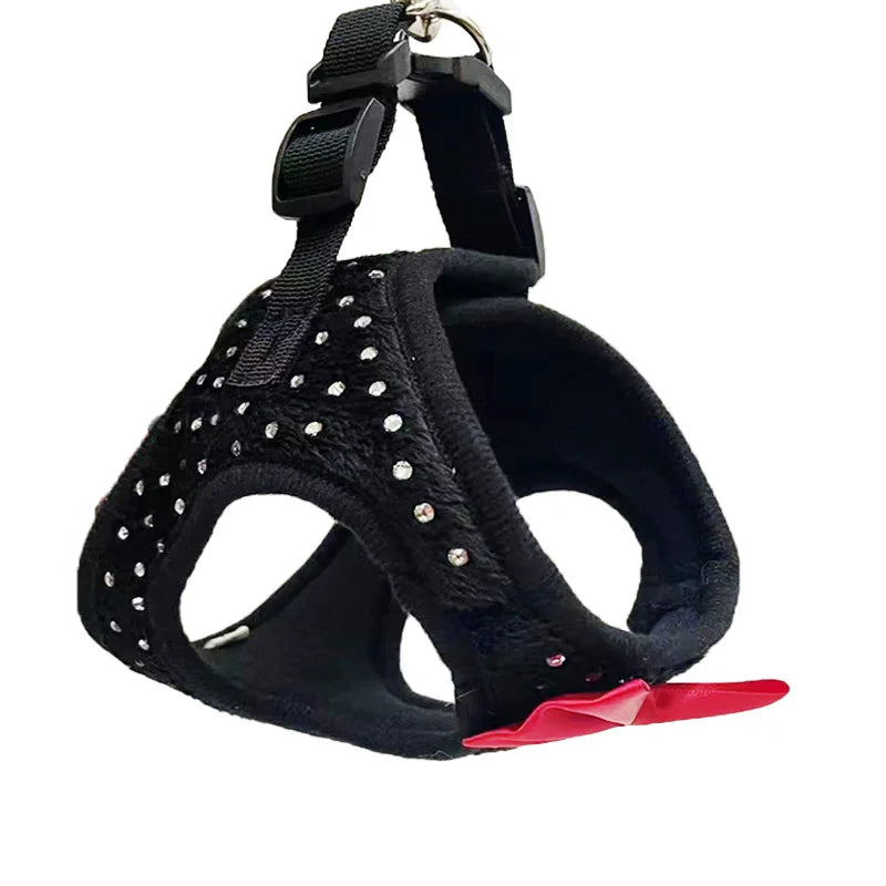 Harnais pour chien petit chic vue profil noir