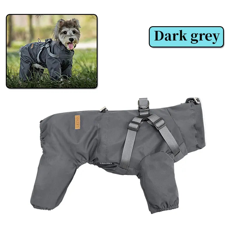 Manteau chien imperméable 4 pattes modèle gris