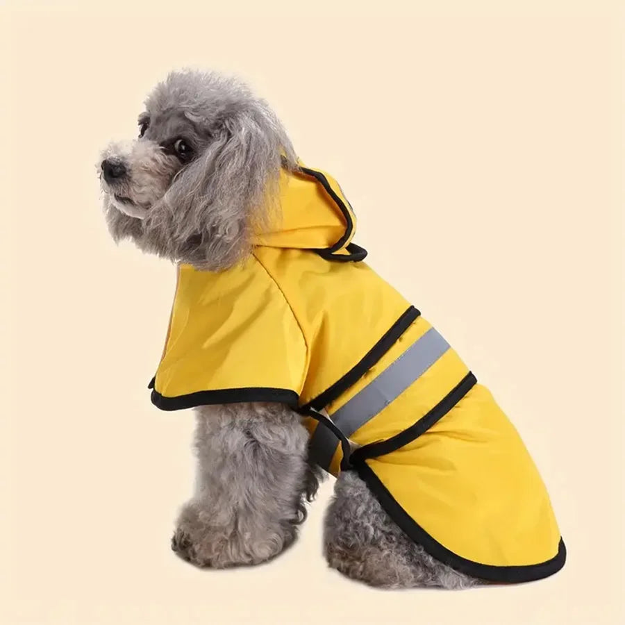 Manteau pour chien imperméable réfléchissant jaune caniche profil