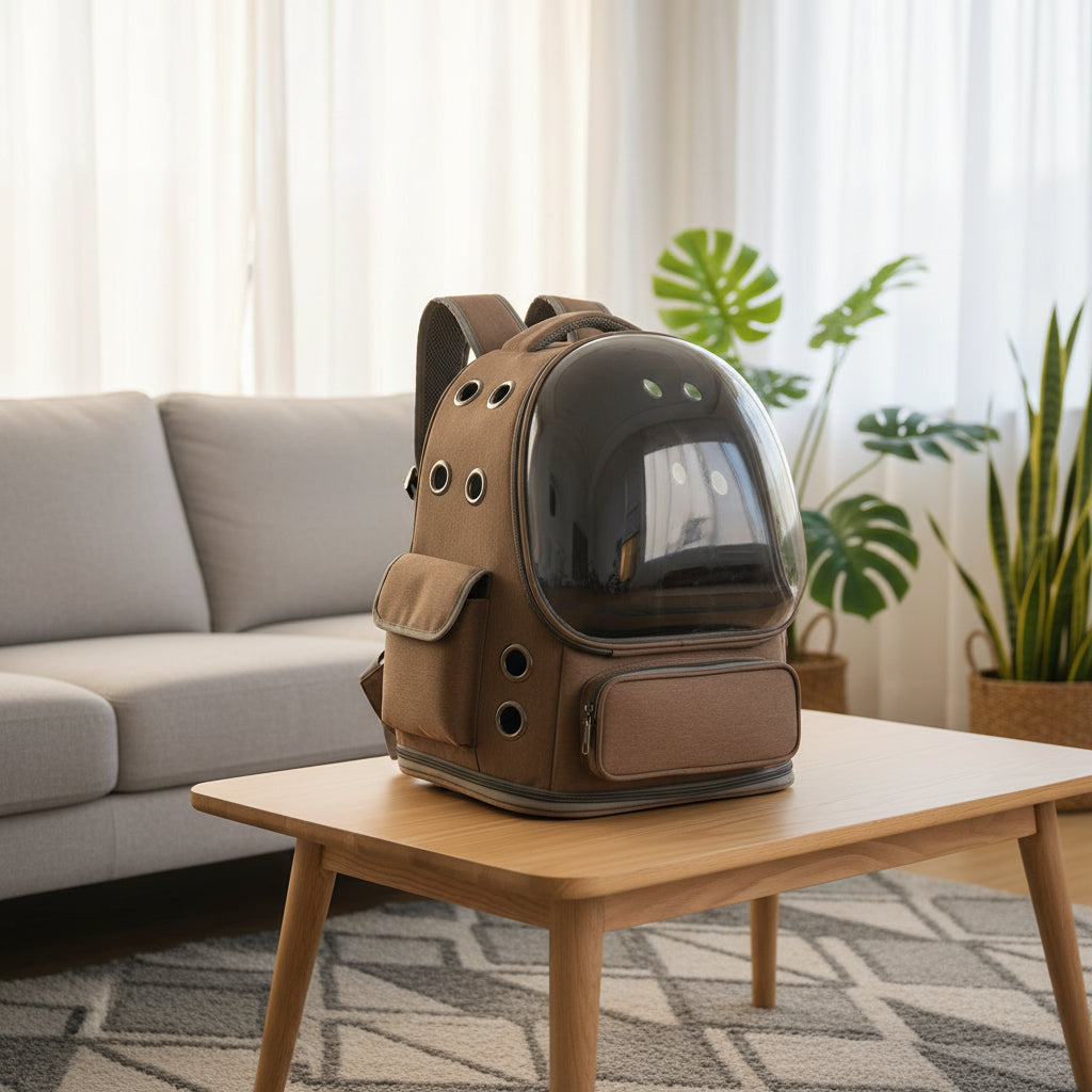 Sac-à-dos aéré avec fenêtre modèle brun marron