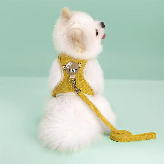 harnais chien petit et mignon jaune