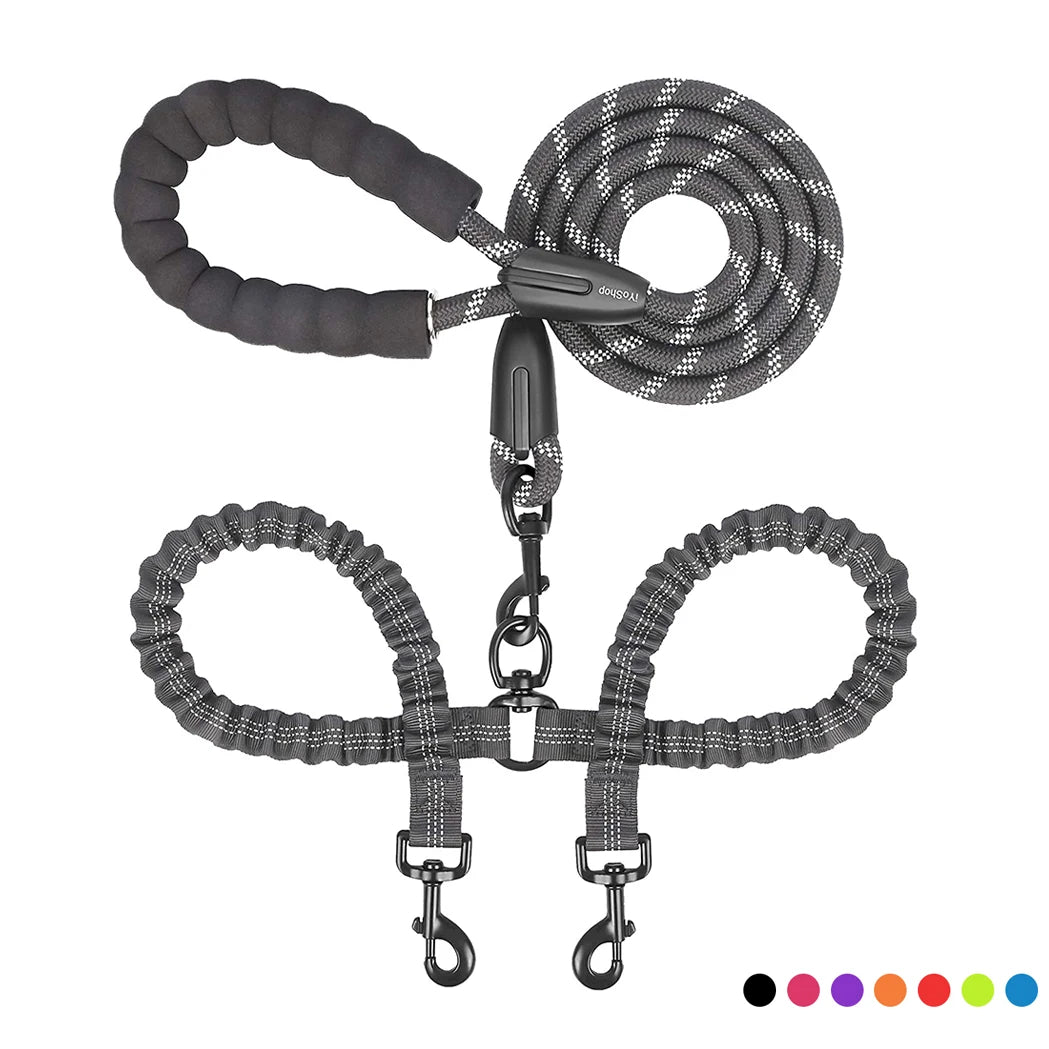 Laisse pour chien double | Bungee résistante