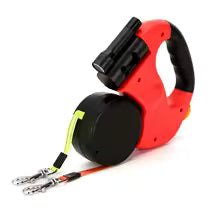 Laisse pour chien double | Enroleur avec lampe