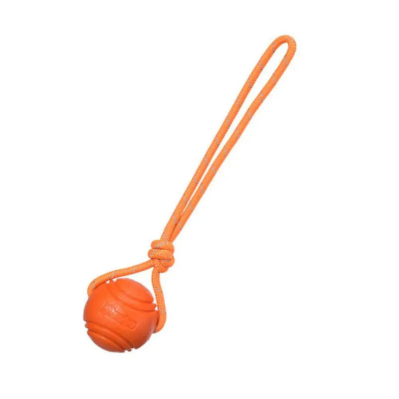 Balle chien cordage poignée orange
