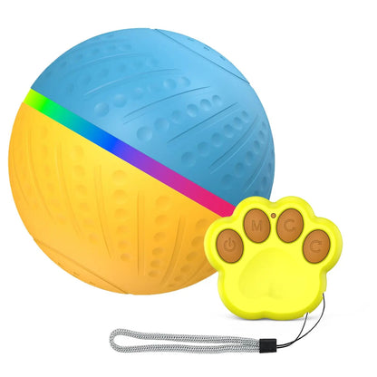 Balle pour chien active mouvement bleu jaune manette