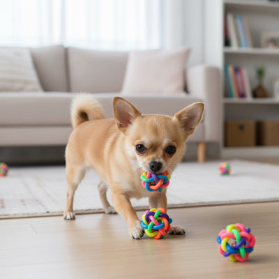 Balle pour chien noeud caoutchouc chihuhua