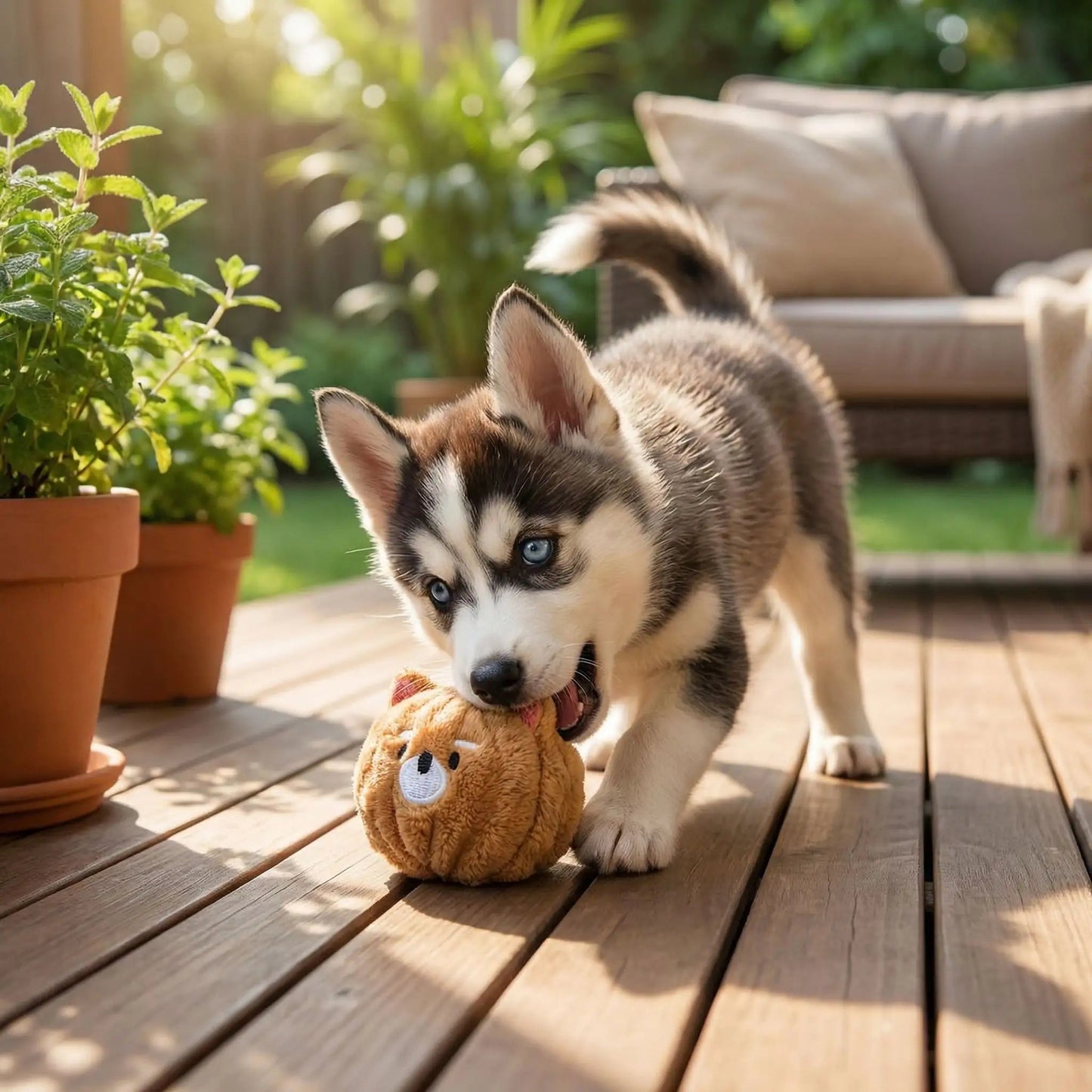 Balle pour chiot nettoyage dents husky