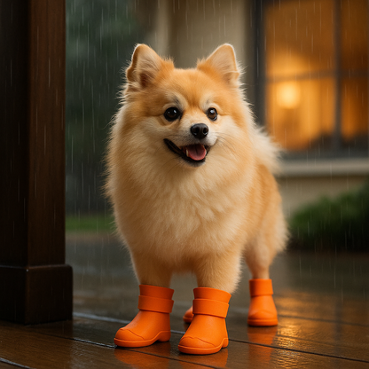 Bottes pour chien jour pluie spitz orange