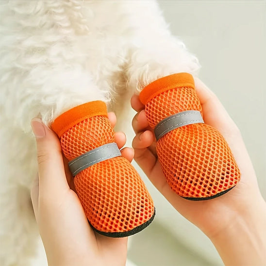Chaussures pour chien confortable petites tailles orange pattes avant
