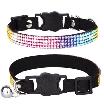Collier chien | Chic diamant arc-en-ciel
