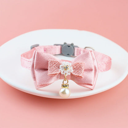 collier chien dentelle noeud papillon perle