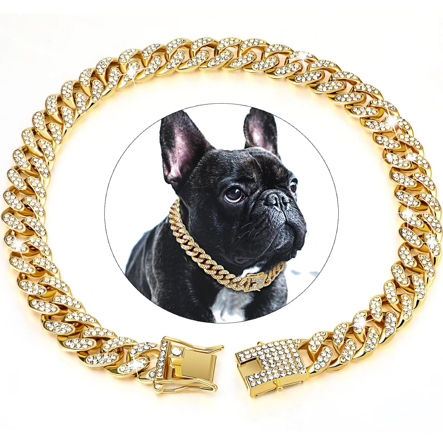 Collier chien diamant métal modèle or