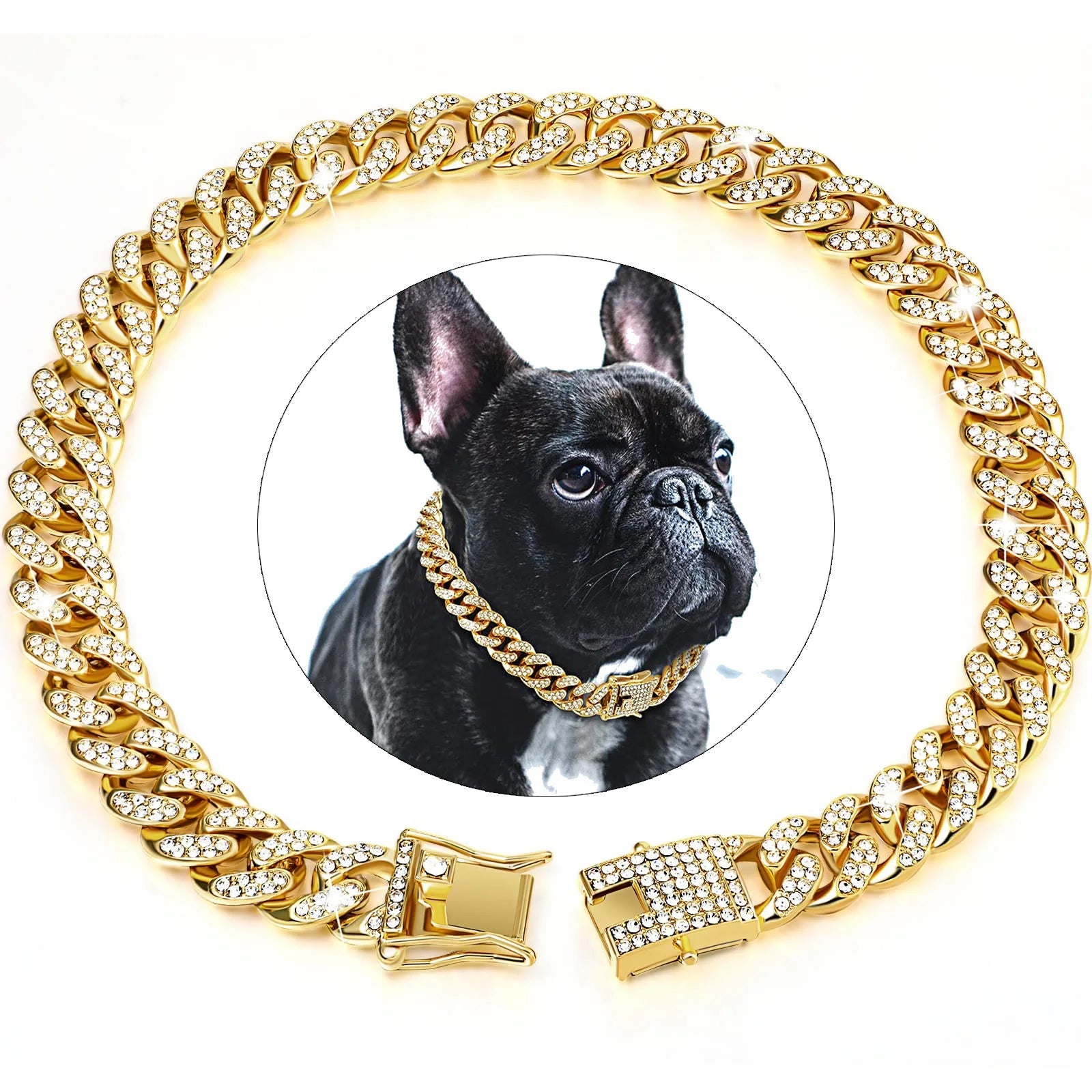 Collier chien diamant métal modèle or