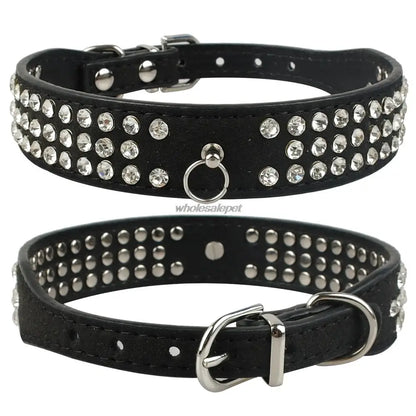 Collier chien | Diamant et suède