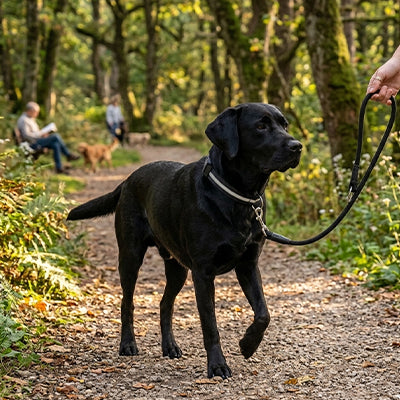 Collier chien lumineux led anti-perte noir labrador