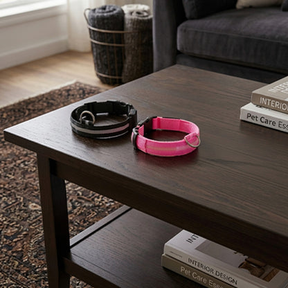 Collier chien lumineux led anti-perte rose noir modèle