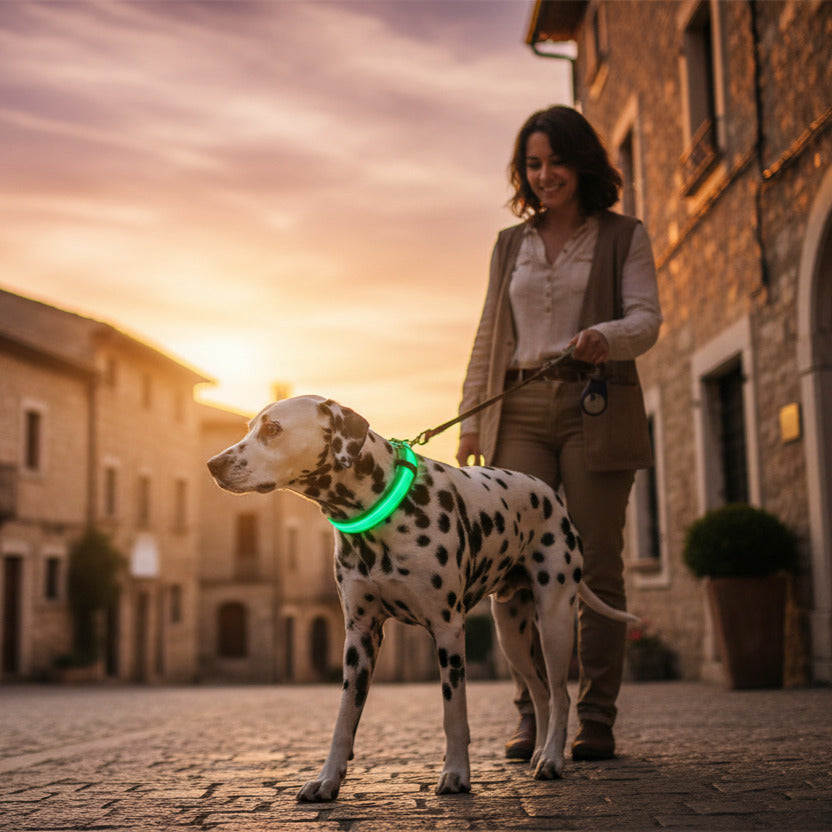 Collier chien lumineux | LED anti-perte rouge et vert