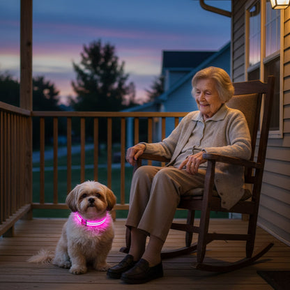 Collier chien lumineux | Promenade nocturne rose et bleu