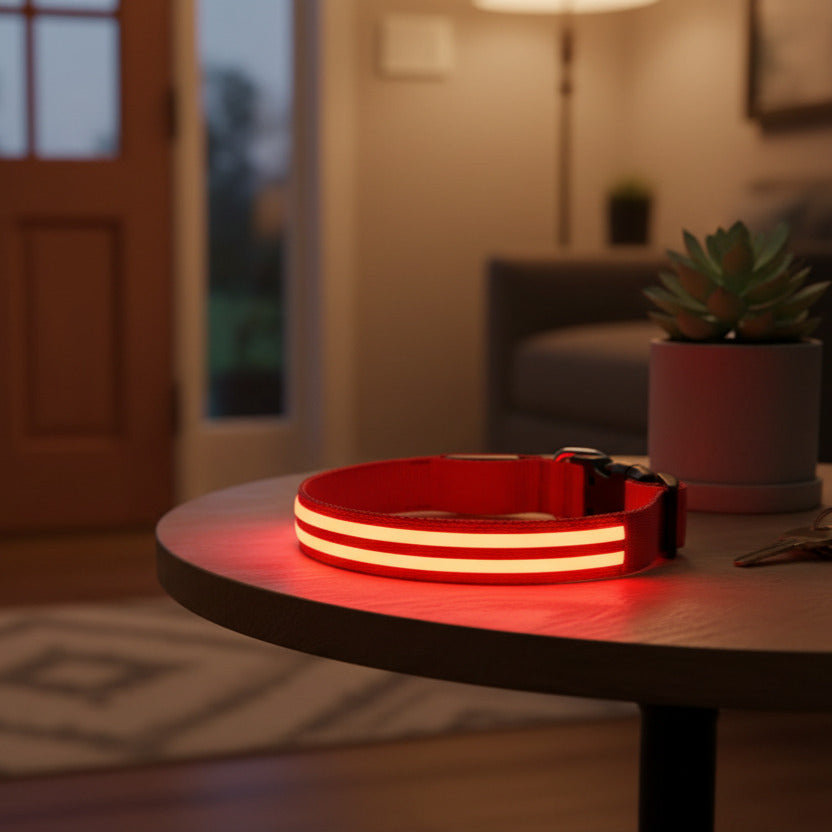 Collier chien lumineux promenade rouge modèle