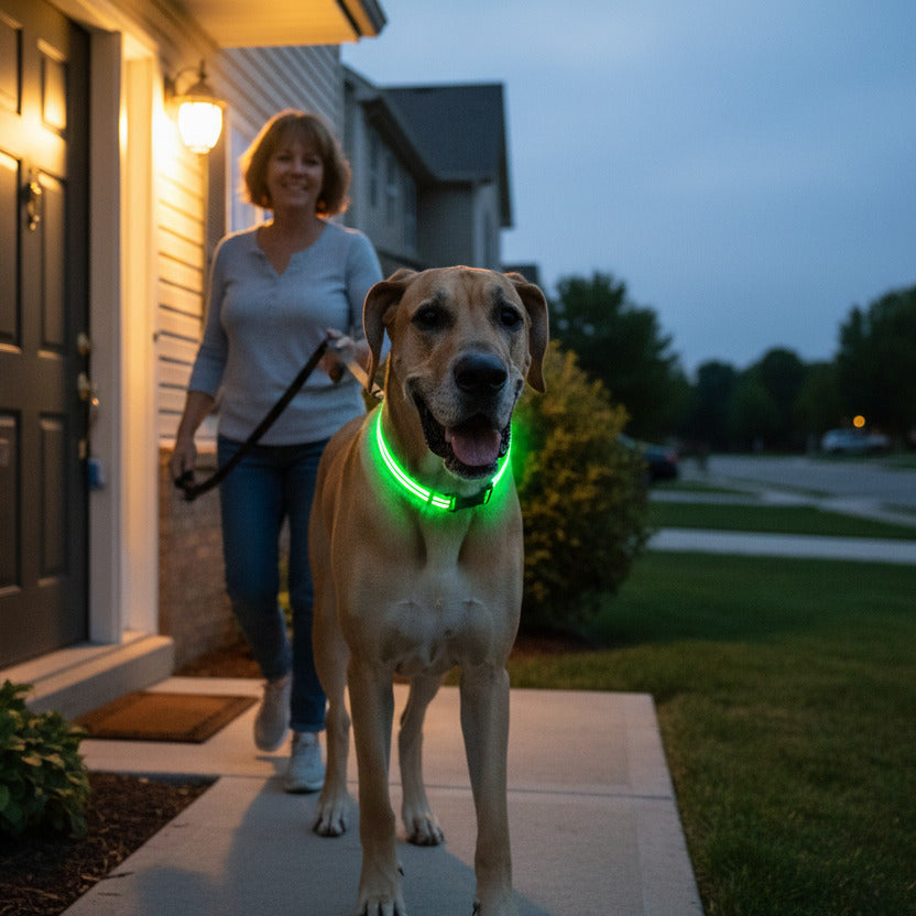 Collier chien lumineux | Promenade nocturne rouge et vert