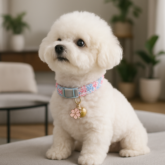 Collier chien | motif de fleurs