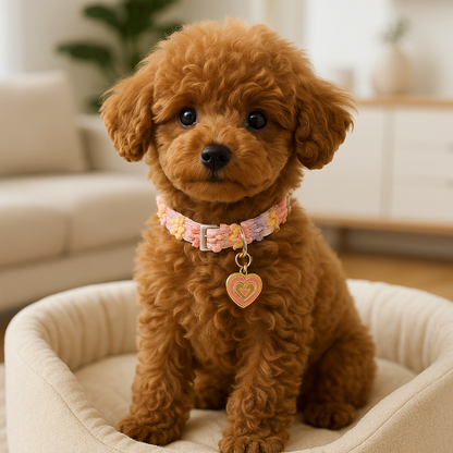 Collier chien | motif de fleurs