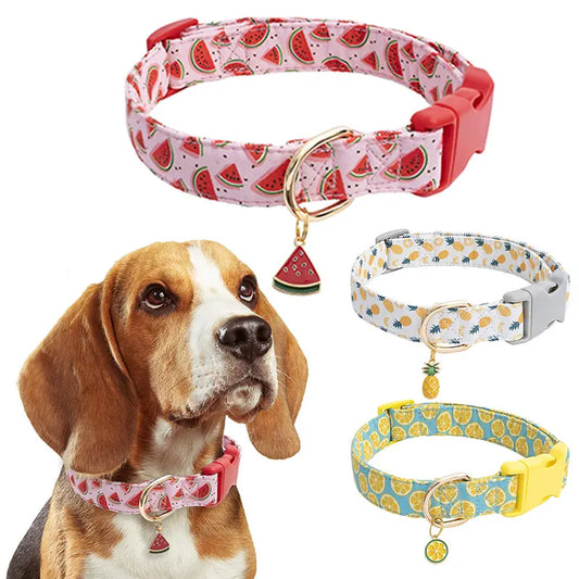 Collier chien | Motif de fruits tropicaux