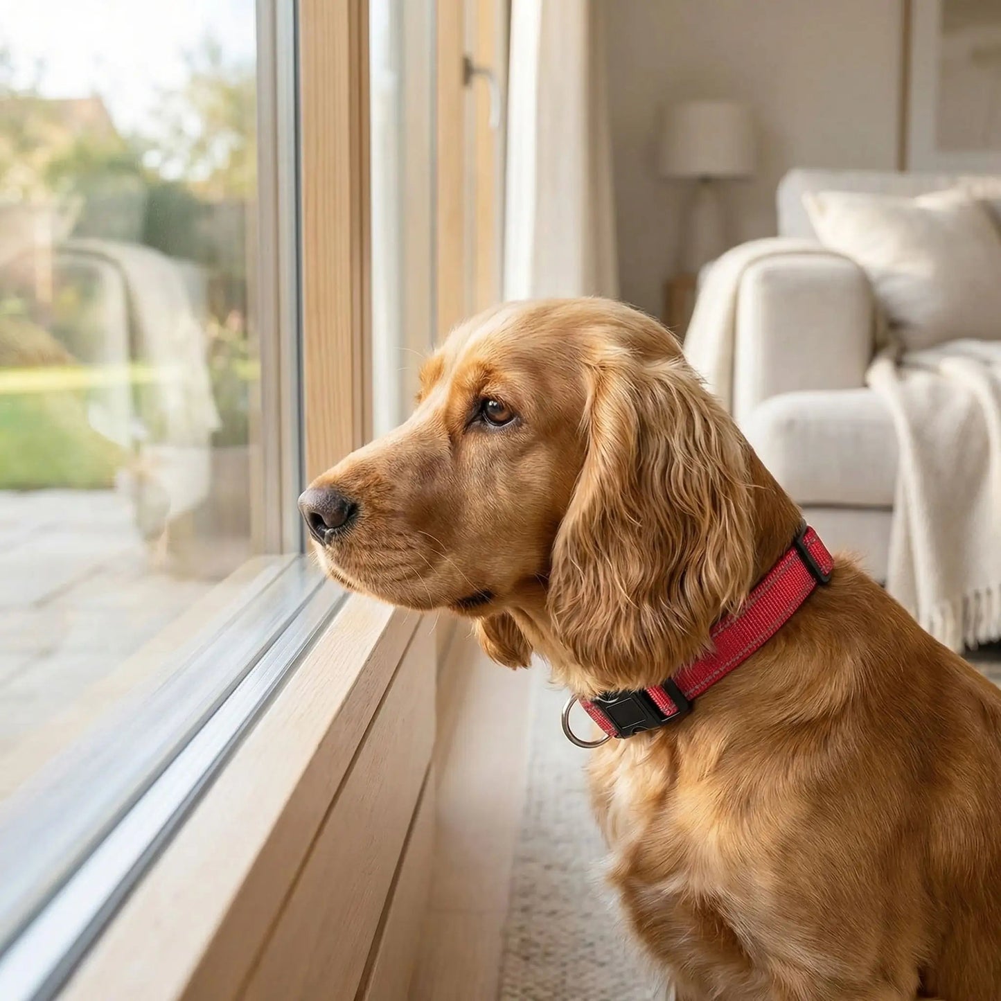 Collier chien réfléchissant résistant cocker rouge