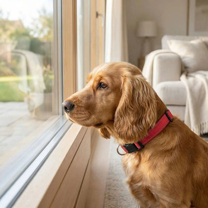 Collier chien réfléchissant résistant cocker rouge