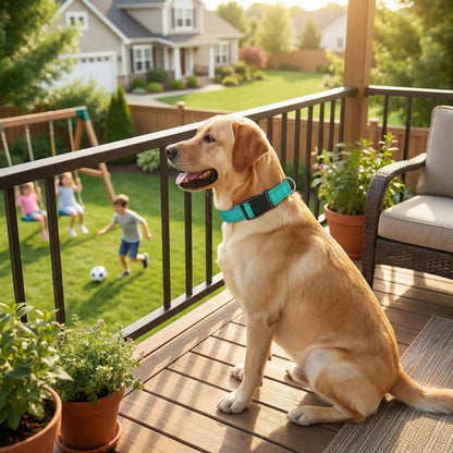 Collier chien réfléchissant résistant vert fluo labrador balcon