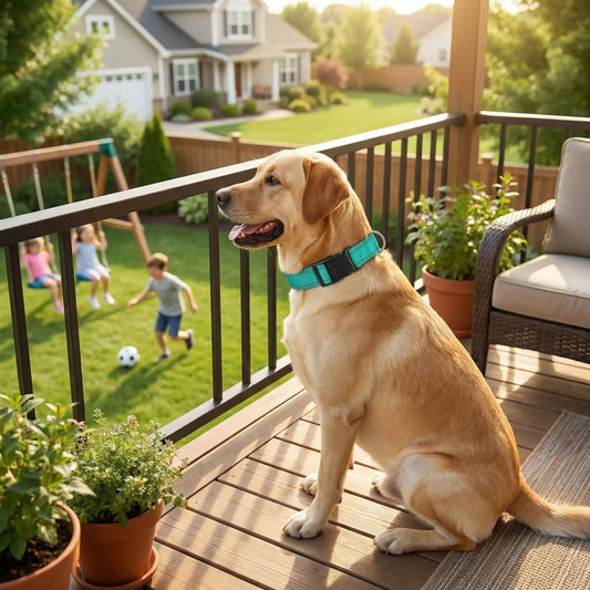 Collier chien réfléchissant résistant vert fluo labrador balcon
