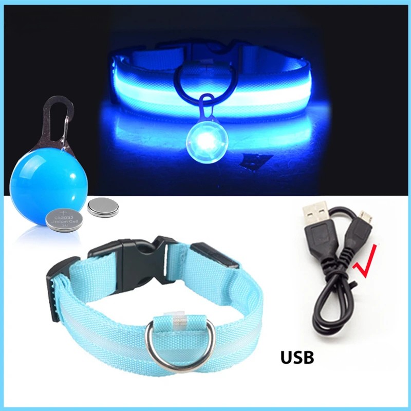 Collier lumineux chien pendentif bleu USB