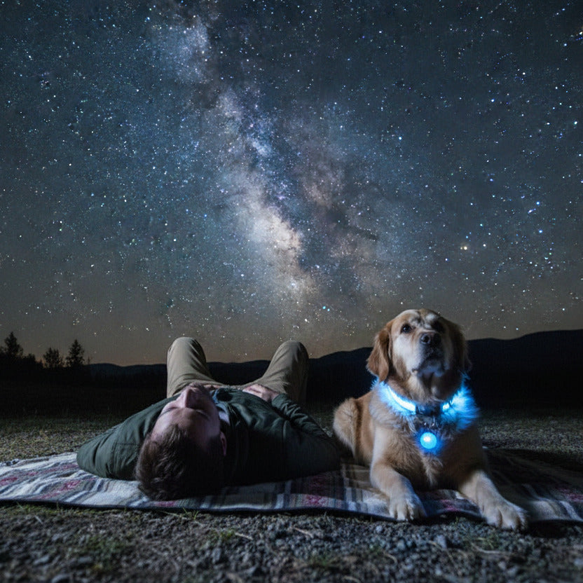 Collier lumineux pour chien | Pendentif bleu et jaune