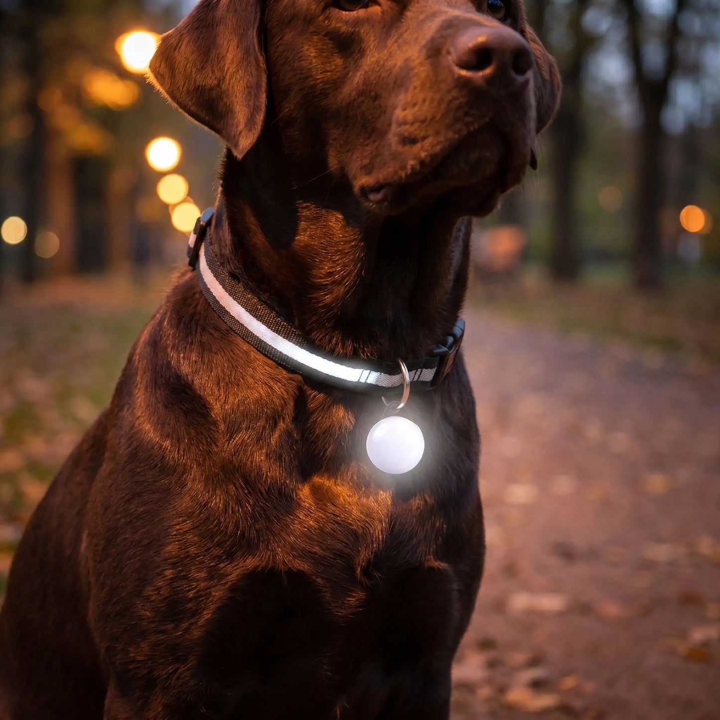 Collier chien lumineux pendentif noir labrador
