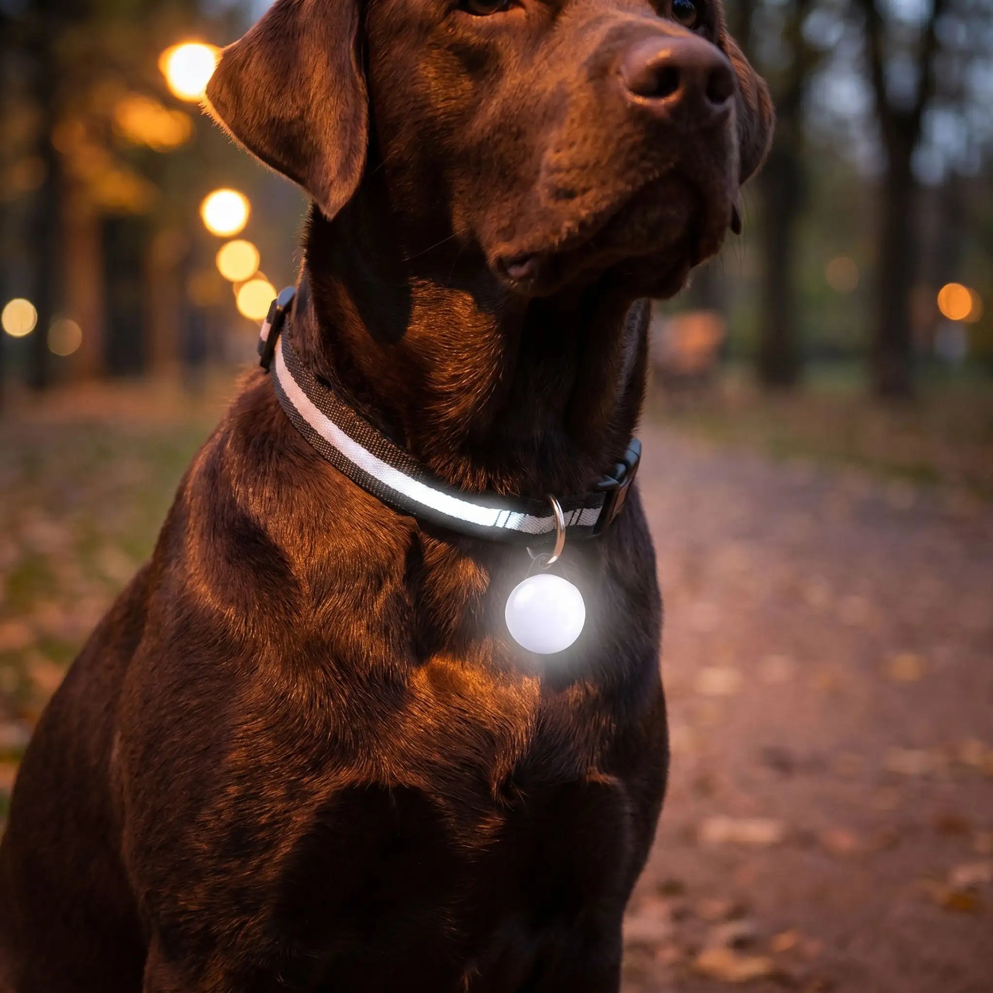 Collier chien lumineux pendentif noir labrador