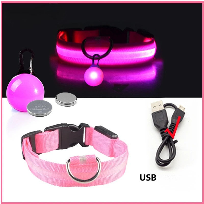 Collier lumineux chien pendentif rose USB