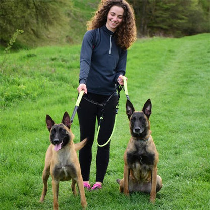 Double laisse pour chien | Poignée rembourrée - Chien globe - trotteur