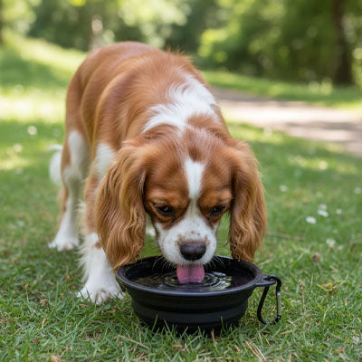 Gamelle pour chien pliable silicone noir cavalier king charles