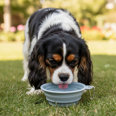 gamelle pour chien transport facile cavalier king charles spaniel bleu