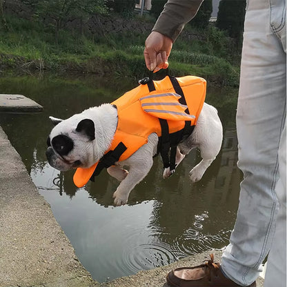 Gilet de sauvetage chien ailes ange bouledogue quai orange